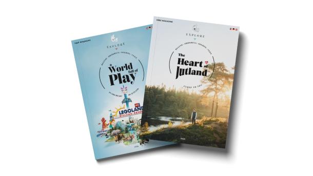 Mockup af Destinaton Trekantområdets Explore-magasin 2026.